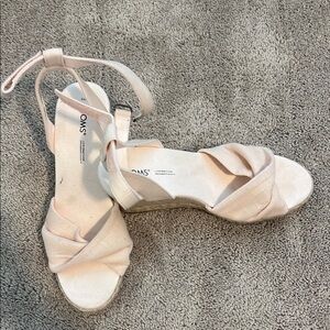 Toms Pink Wedge Sandals with Crisscross Straps